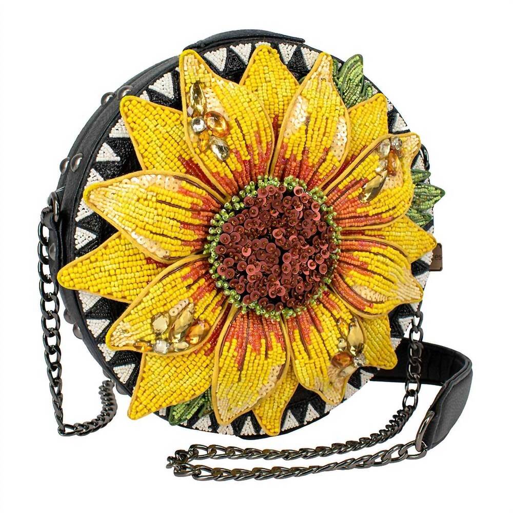 NEW MARY FRANCES women's flower child crossbody handbag in sunflower